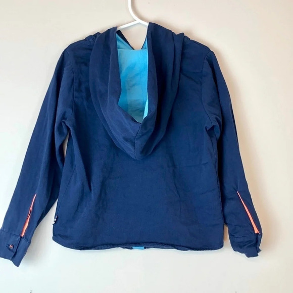 Splendid | Boys Navy Hooded Button Down Shirt 5/6 - Picture 3 of 5